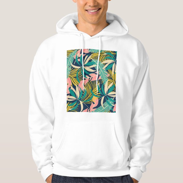 Colourful tropical leaves: summer pattern. hoodie (Front)