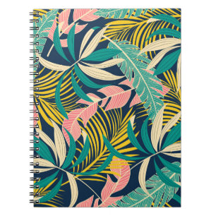 Colourful tropical leaves: summer pattern. notebook