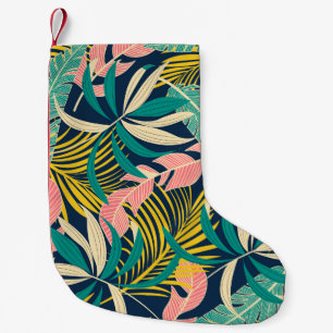 Colourful tropical leaves: summer pattern. small christmas stocking