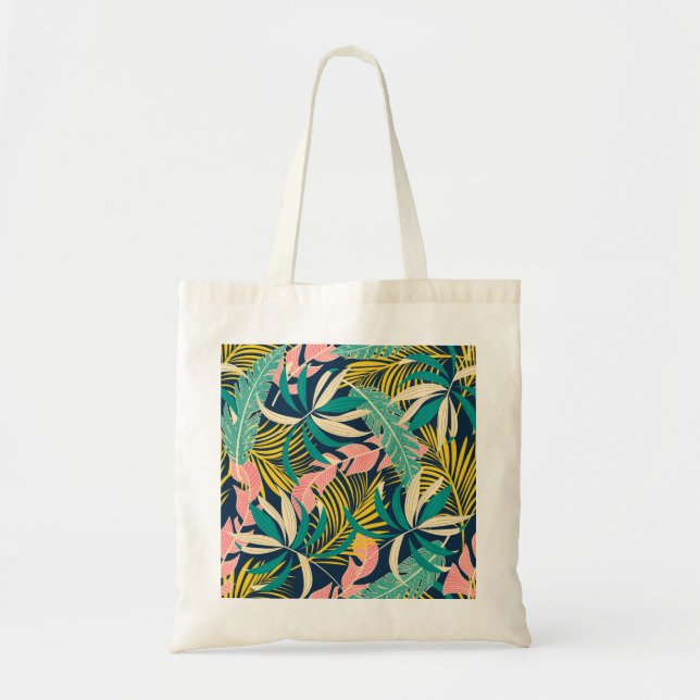 Colourful tropical leaves: summer pattern. tote bag (Front)