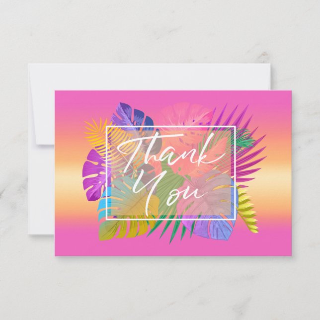 Colourful Tropical Leaves Sunset ID575 Thank You Card (Front)