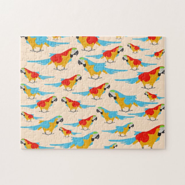 Colourful Tropical Macaw Pattern Jigsaw Puzzle (Horizontal)