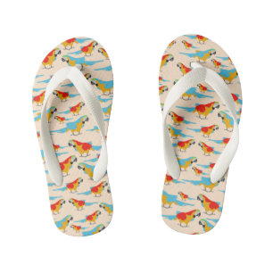 Colourful Tropical Macaw Pattern Kid's Flip Flops