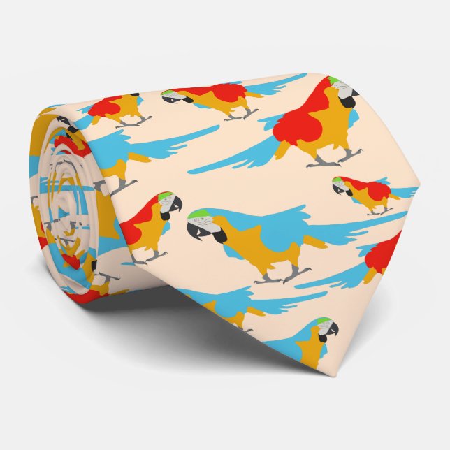Colourful Tropical Macaw Pattern Tie (Rolled)