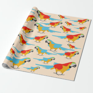 Colourful Tropical Macaw Pattern Wrapping Paper