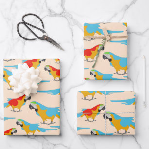 Colourful Tropical Macaw Pattern Wrapping Paper Sheet