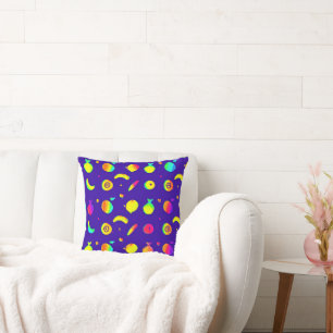 Colourful Tropical Neon Fruit Pattern Cushion