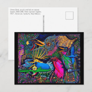 Colourful Tropical Omen Birds Santa Fe Outsider Ar Postcard