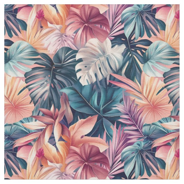 Colourful Tropical Palm Fronds  Fabric (Close Up)
