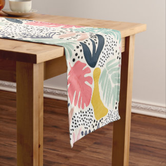 Colourful Tropical Palm Leaf Pattern Short Table Runner