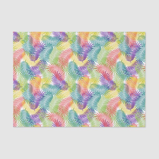 Colourful Tropical Palm Leafs Seamless Pattern Tissue Paper (Front)