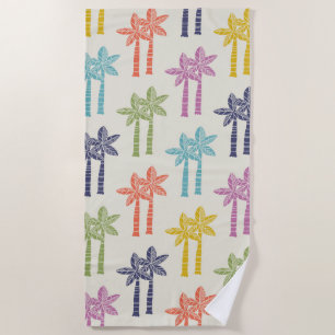 Colourful Tropical Palm Tree Pattern Beach Towel