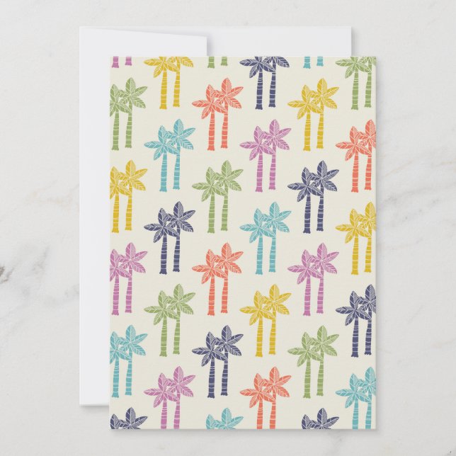 Colourful Tropical Palm Tree Pattern Invitation (Front)