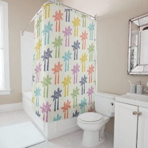 Colourful Tropical Palm Tree Pattern Shower Curtain