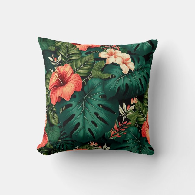 Colourful Tropical Paradise Hawaii Aloha Flowers Cushion (Front)