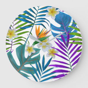 Colourful Tropical Paradise Plants Large Clock