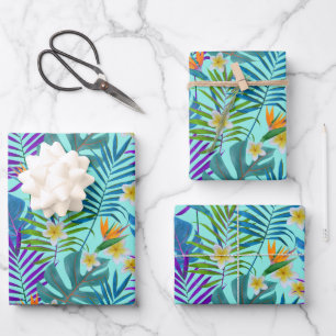 Colourful Tropical Paradise Plants Wrapping Paper Sheet