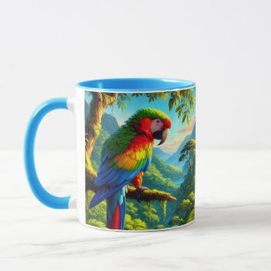 Colourful Tropical Parrot Blue Green Mug