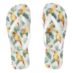 Colourful Tropical Parrot Flip Flops