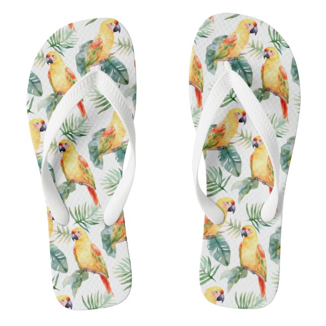 Colourful Tropical Parrot Flip Flops (Footbed)