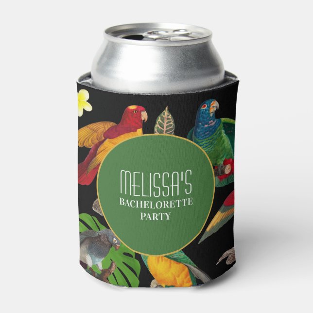 Colourful Tropical Parrots Bachelorette Weekend  Can Cooler (Can Front)
