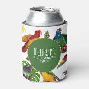 Colourful Tropical Parrots Bachelorette Weekend Can Cooler