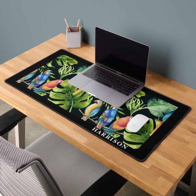 Colourful Tropical Parrots Desk Mat (Office 2)