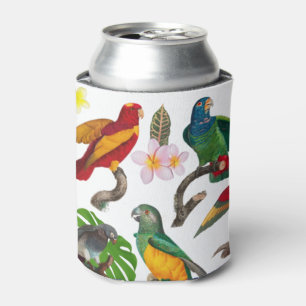 Colourful Tropical Parrots, Leaves & Flowers  Can Cooler