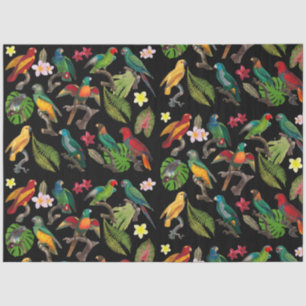 Colourful Tropical Parrots, Leaves & Flowers  Tissue Paper