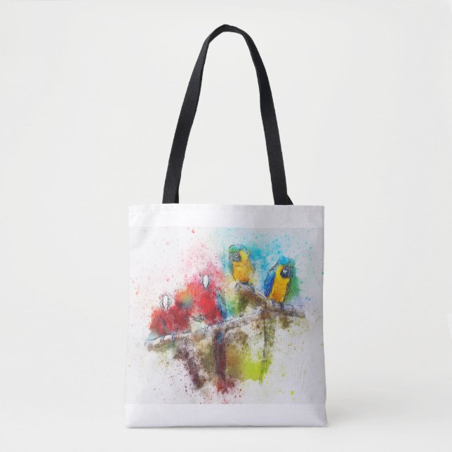 Colourful Tropical Parrots Tote Bag (Front)