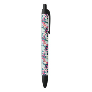 Colourful Tropical Pattern Black Ink Pen