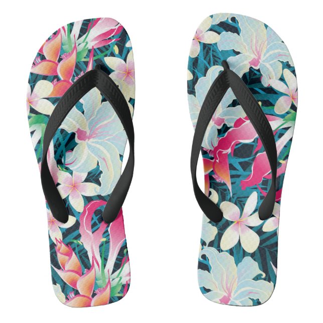 Colourful Tropical Pattern Flip Flops (Footbed)