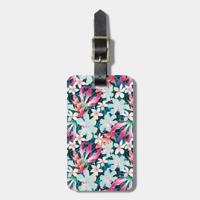 Colourful Tropical Pattern Luggage Tag (Front Vertical)