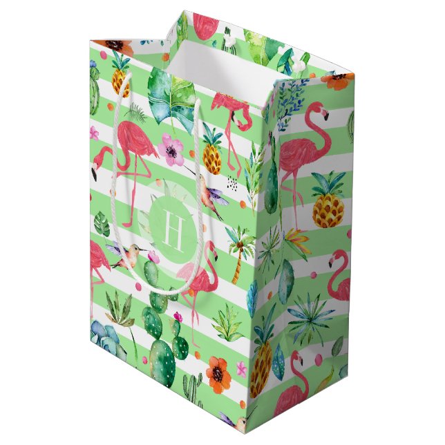 Colourful Tropical Pattern Medium Gift Bag (Back Angled)
