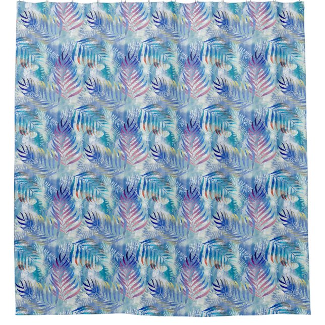 Colourful tropical pattern with palm leaves. shower curtain (Front)