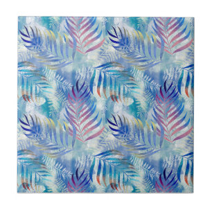 Colourful tropical pattern with palm leaves. tile