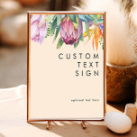 Colourful Tropical | Peach Cards and Gifts Custom Poster<br><div class="desc">This colourful tropical | peach cards and gifts custom poster is perfect for your modern boho destination green, purple, peach wedding. Design features an elegant bouquet of classic beach watercolor greenery and flowers, including sage green eucalyptus, mauve and red protea, blush pink hibiscus, orange and blue bird of paradise, and...</div>