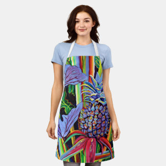 Colourful Tropical Pineapple and Taro Kitchen Apro Apron