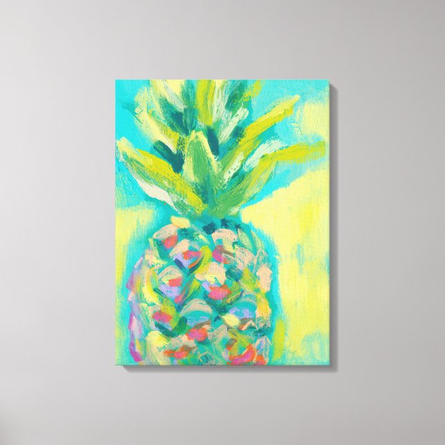Colourful Tropical Pineapple Canvas Print (Front)