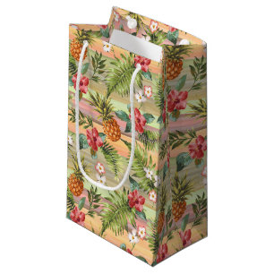 Colourful Tropical Pineapple Fruit Floral Pattern Small Gift Bag