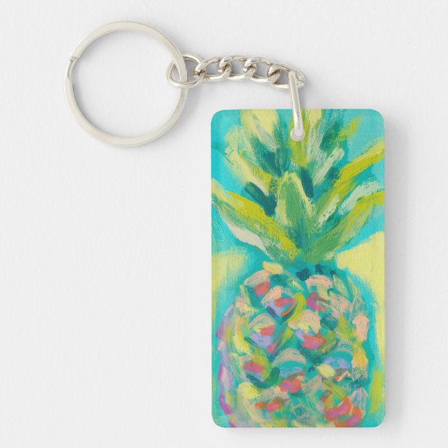 Colourful Tropical Pineapple Key Ring (Front)