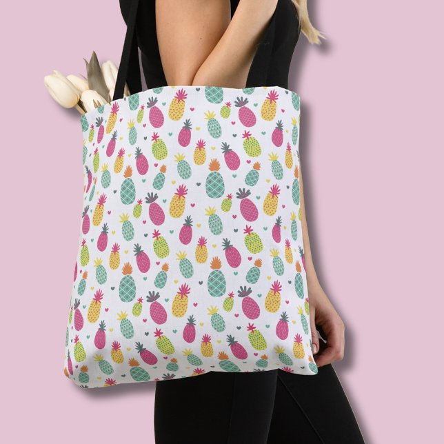 Colourful Tropical Pineapple Pattern Tote Bag (Pineapple tote bag)
