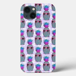Colourful Tropical Pineapple Purple Floral iPhone 13 Case
