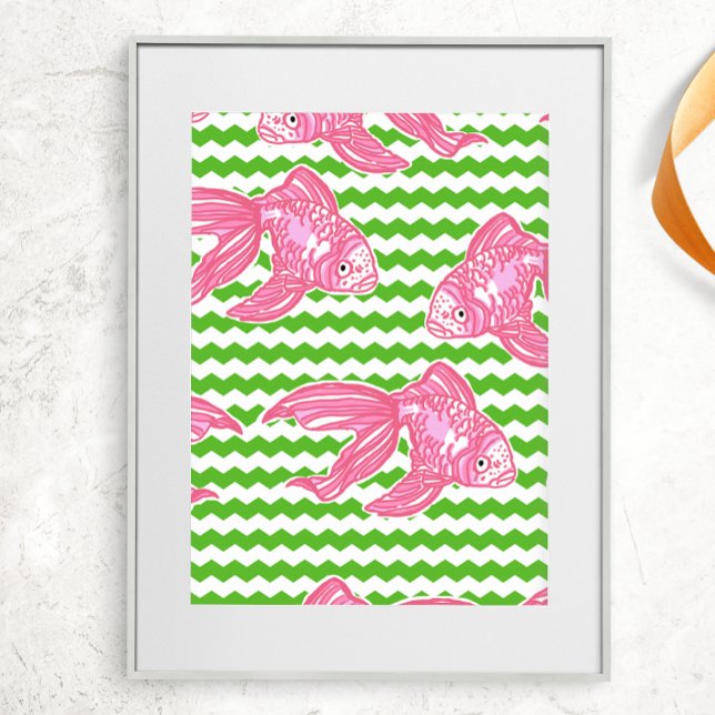 Colourful Tropical Pink Fish Pattern Poster (Creator Uploaded)