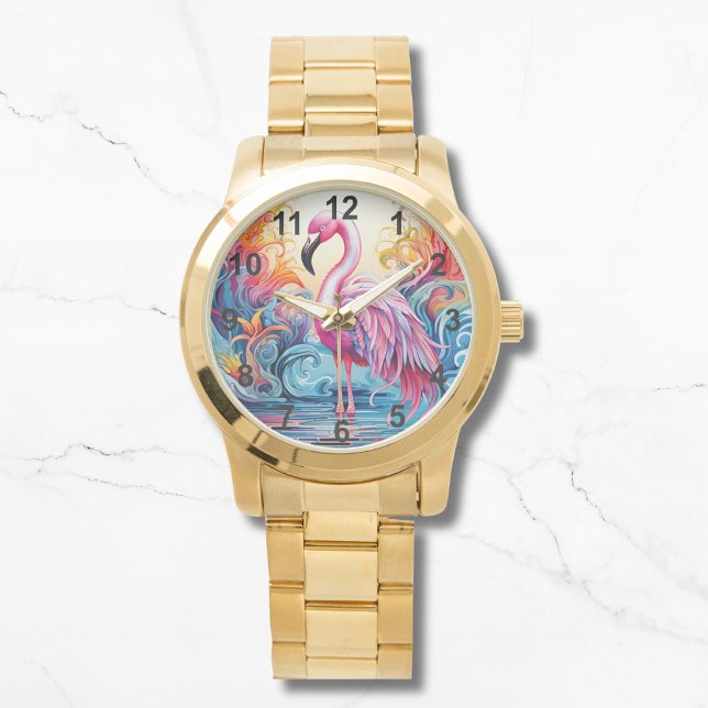 Colourful Tropical Pink Flamingo Elegant Womans Watch (Creator Uploaded)