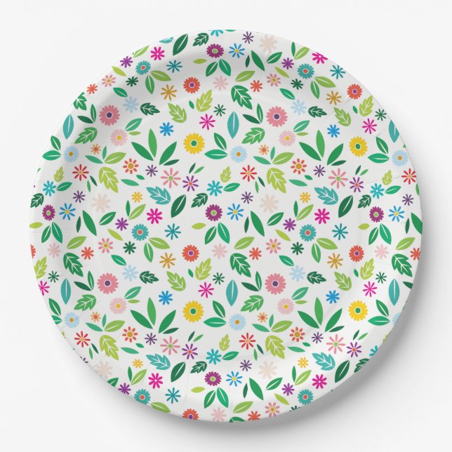 Colourful Tropical Plants Pattern Baby Shower Paper Plate (Front)