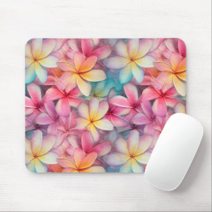 Colourful Tropical Plumeria Frangipani Patterned Mouse Mat