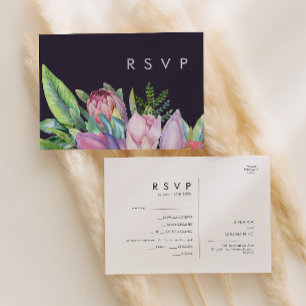 Colourful Tropical Purple Menu Choice RSVP Card