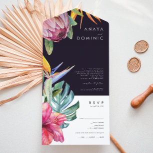 Colourful Tropical Purple Photo Seal And Send All In One Invitation