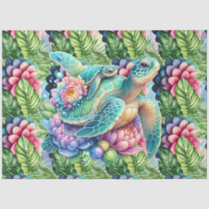 Colourful Tropical Sea Turtles Mama & Baby Tissue Paper